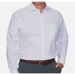 NWT Calvin Klein Dress Shirt M 15-15.5 34/35 White Blue Wrinkle Free Timeless